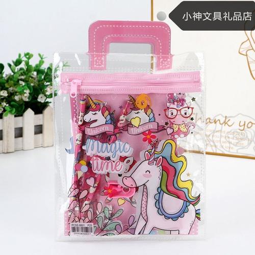 六一儿童节精选 卡通手提文具套装，汽车公主独角兽七件套，点亮孩子学习之旅